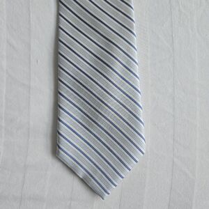 Jones New York Men's 100% Silk Striped Neck Tie Blue White Multi 3 3/4" x 58"